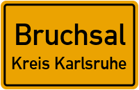 Ortsschild Bruchsal.Kreis Karlsruhe